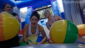 myprettyfeet8.com - Whitney Sushii Help Maleka Deflate Beach Balls in Bounce House thumbnail